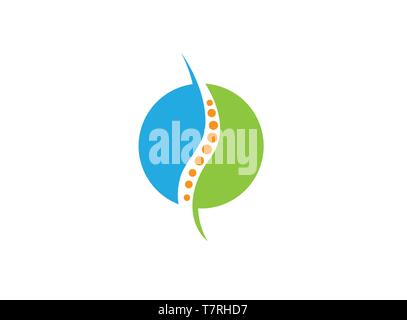 Circle sphere a spinal cord for medical logo design illustration on white background Stock Vector