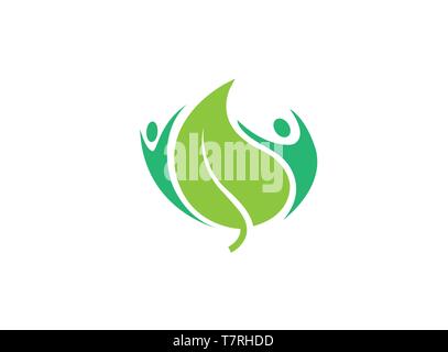 Healthy natural body human care vector logo illustration on white background Stock Vector