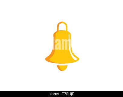 Bell ring golden vector logo illustration on white background Stock Vector