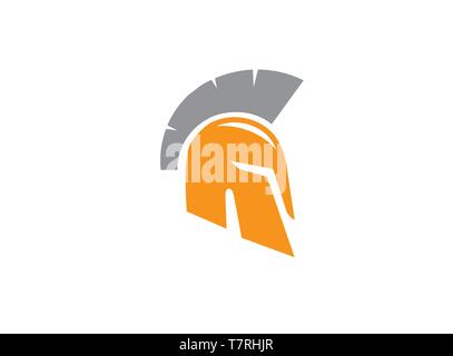 Spartan helmet for warrior protection vector logo illustration on white background Stock Vector