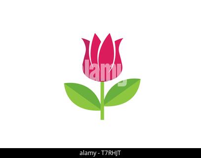 rose flower with leaves logo design Stock Vector