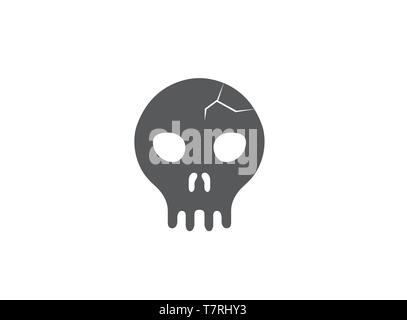 Cracked the human skull head vector logo illustration on white background Stock Vector