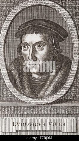 Juan Luis Vives, 1493 –1540.  Spanish scholar and humanist.  After an 18th century print. Stock Photo