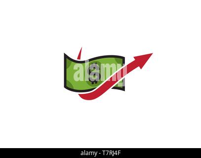 Money Arrow Chart Finance logo design illustration on white background Stock Vector