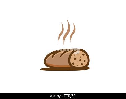 Creative hot sliced bread logo design illustration on white background Stock Vector