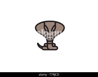 Snake Cobra head and tongue out logo design illustration on white background Stock Vector
