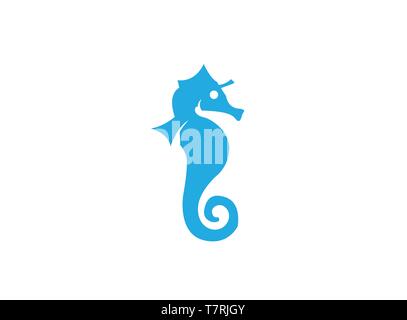 seahorse a small marine fish with segmented bony armor logo design illustration on white background Stock Vector