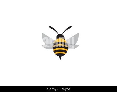 Flying bee worker logo design illustration on white background Stock Vector