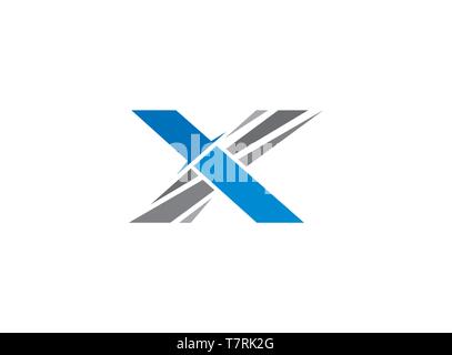 Alphabet X Knife Sword logo design illustration on white background Stock Vector