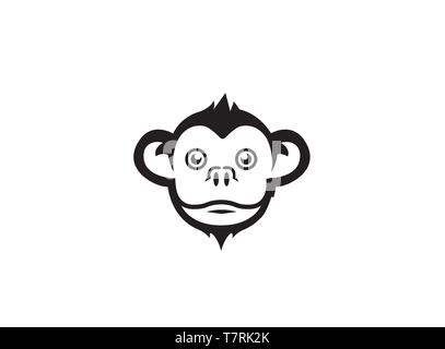 Monkey head and Smile face logo design illustration on white background Stock Vector