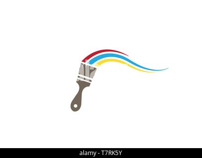 Brush Paint with Colors logo design illustration on white background Stock Vector