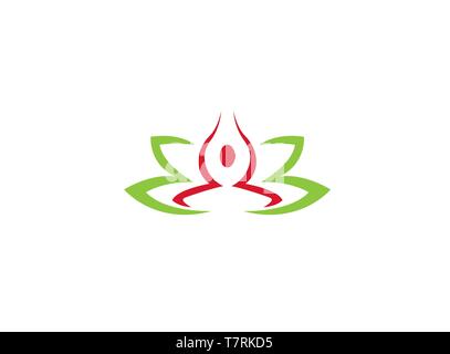 Meditation with hands in the air for wellness yoga Logo Stock Vector