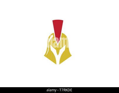Spartan with golden Helmet for Logo design Stock Vector