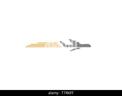 a flying plane with smoke for logo design Stock Vector