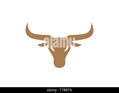 Bull head with angry face and bog horns for logo Stock Vector
