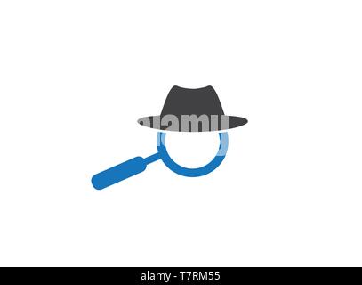 Hat and loupe for a detective spy for logo design Stock Vector