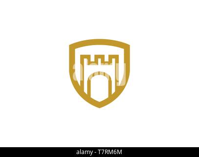 Gate of the palace inside shield for logo Stock Vector