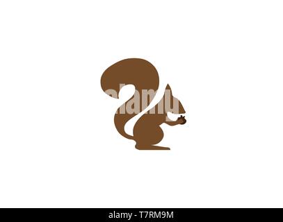 Squirrel eating walnuts almonds for logo Stock Vector