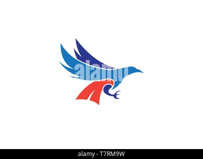 The colorful eagle hunts and holds the prey with his claws for logo Stock Vector