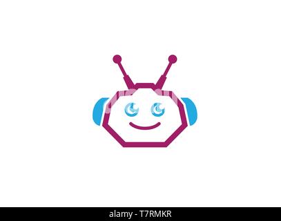 robot head, cyborg or android for logo design illustrator Stock Vector