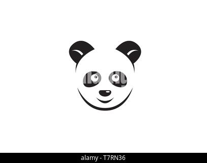 Panda head with smiling face for  logo design Stock Vector