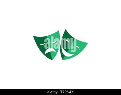 theatrical masks a double face two happy and sad faces for logo design illustration Stock Vector