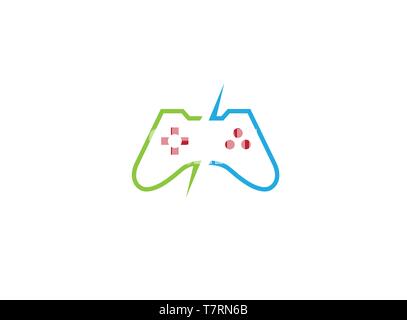 Console video games a controller gadget for logo Stock Vector