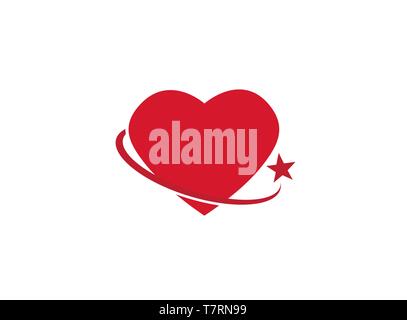 circle holding heart with a star for logo design Stock Vector