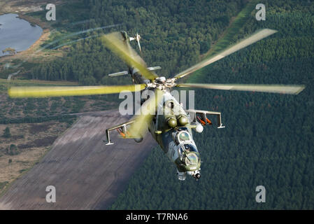 A Mil Mi-24 gunship and attack helicopter of the Czech Air Force. Stock Photo