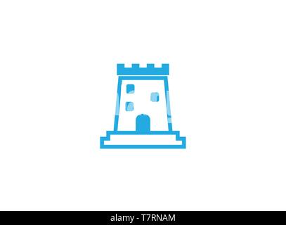 old castle tower with big door in windows for logo design Stock Vector