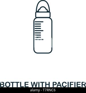 Bottle With Pacifier icon outline style. Creative thin design from baby things icon collection. Pixel perfect simple bottle with pacifier icon. Web de Stock Vector