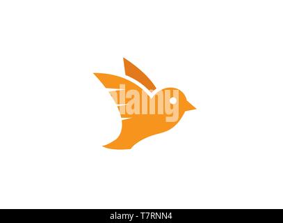 Orange dove bird open wings and fly for logo Stock Vector