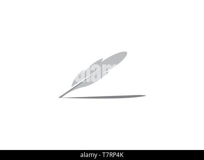 Quill or Plume with shadow for logo Stock Vector