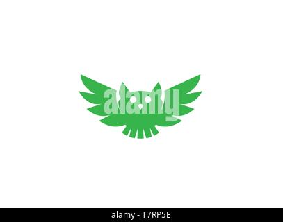 Owl open wings and fly for logo design Stock Vector