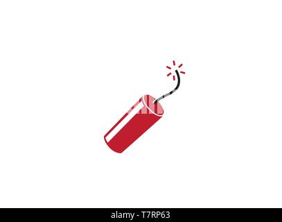 Dynamite or Grenade a small bomb Red and burning for logo Stock Vector