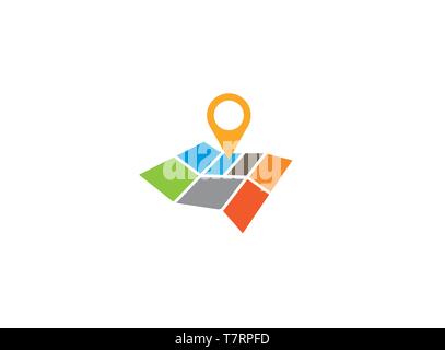 Road map pin a pointer with a roadmap position for logo Stock Vector