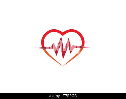 Heartbeat inside the heart the cardiology for logo Stock Vector