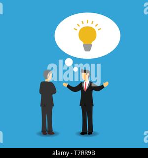 Concept of Businessman Explain Ideas. Business People  Explain Ideas to Coworkers. Flat Vector Illustration Stock Vector
