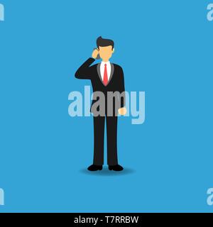 Concept of Businessman On Phone. Business People Holding a Handphone and Making a Call. Flat Vector Illustration Stock Vector