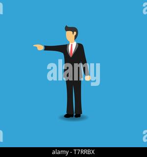 Concept of  Businessman with Pointing Hand. Business People Pointing Something. Flat Vector Illustration Stock Vector