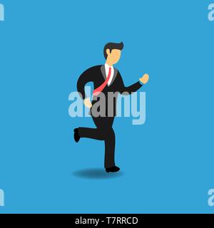 Concept of Running Businessman. Business People in Slow Running. Flat Vector Illustration Stock Vector