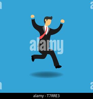 Concept of Businessman In Success. Happy Business People Doing Jump Celebration with Raised Hands . Flat Vector Illustration Stock Vector