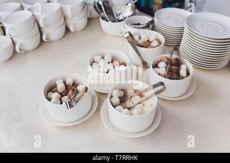 The cube sugar which was served in a plate. Stock Photo