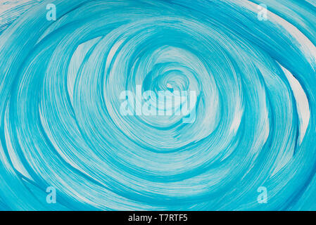 blue color painted circle pattern on white paper background texture Stock Photo