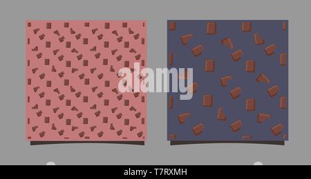Seamless pattern with chocolate bars. Slices of sweet dessert. Print on fabric, clothes, backdrop site. Vector illustration of a bulk meal Stock Vector