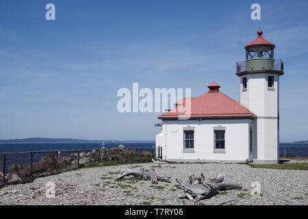 Alki Point Lighthouse south of Alki Beach - Seattle, Washington State, USA Stock Photo