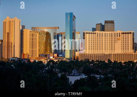 Las Vegas Nevada USA, skyline of the strip, Planet Hollywood, and the Cosmopolitan Stock Photo