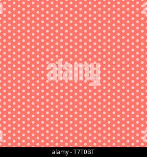 Pink seamless pattern with polka dots. Vector illustration. Trendy pink color background Stock Vector