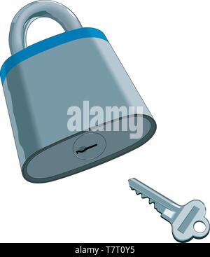 Padlock With Key Illustration Stock Vector Image & Art - Alamy