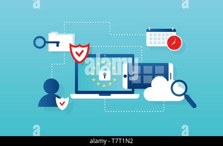 Vector concept for general data protection regulation in EU law on data privacy Stock Vector